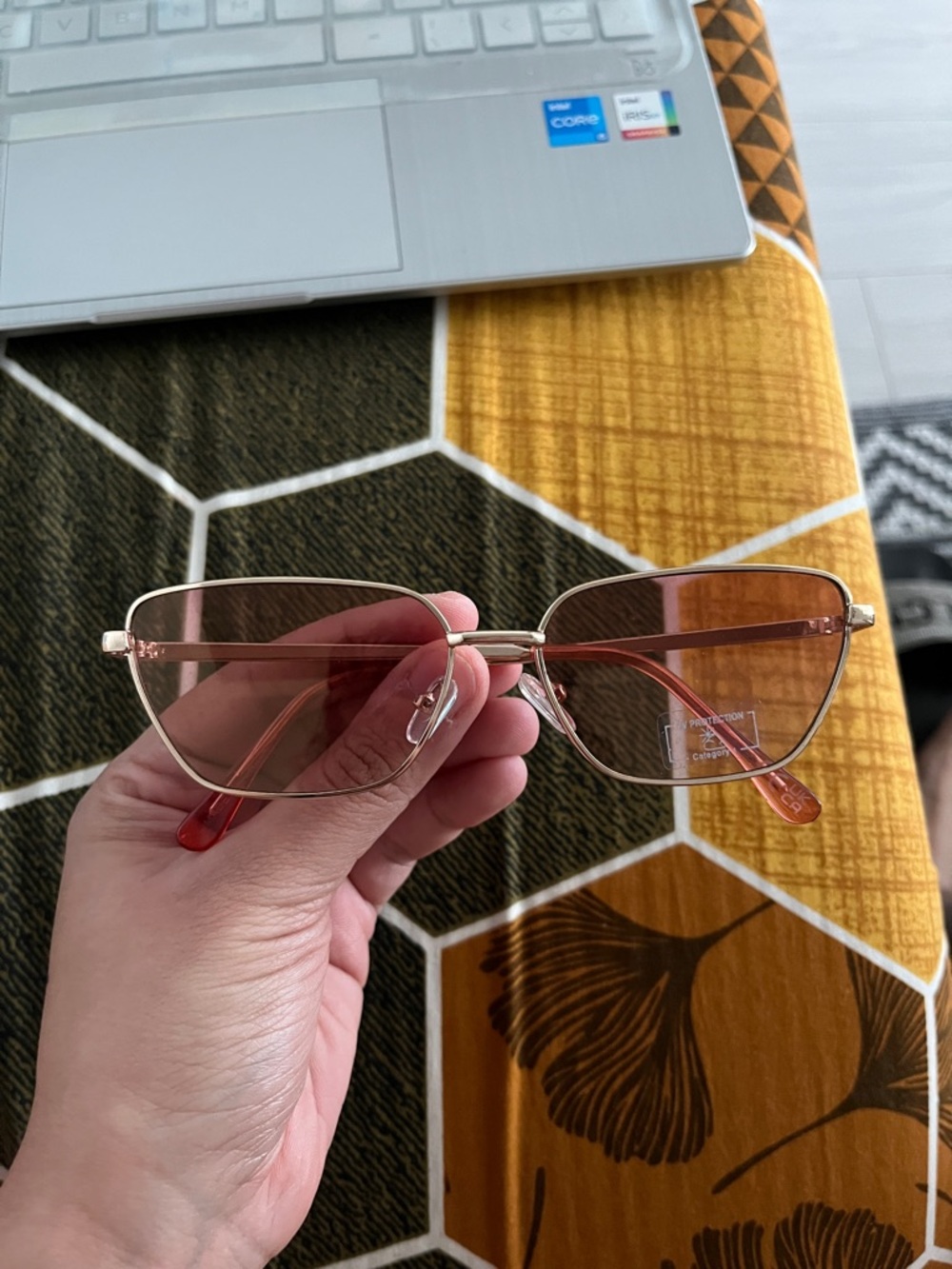 Gold Frame Pink Lens Women's Sunglasses